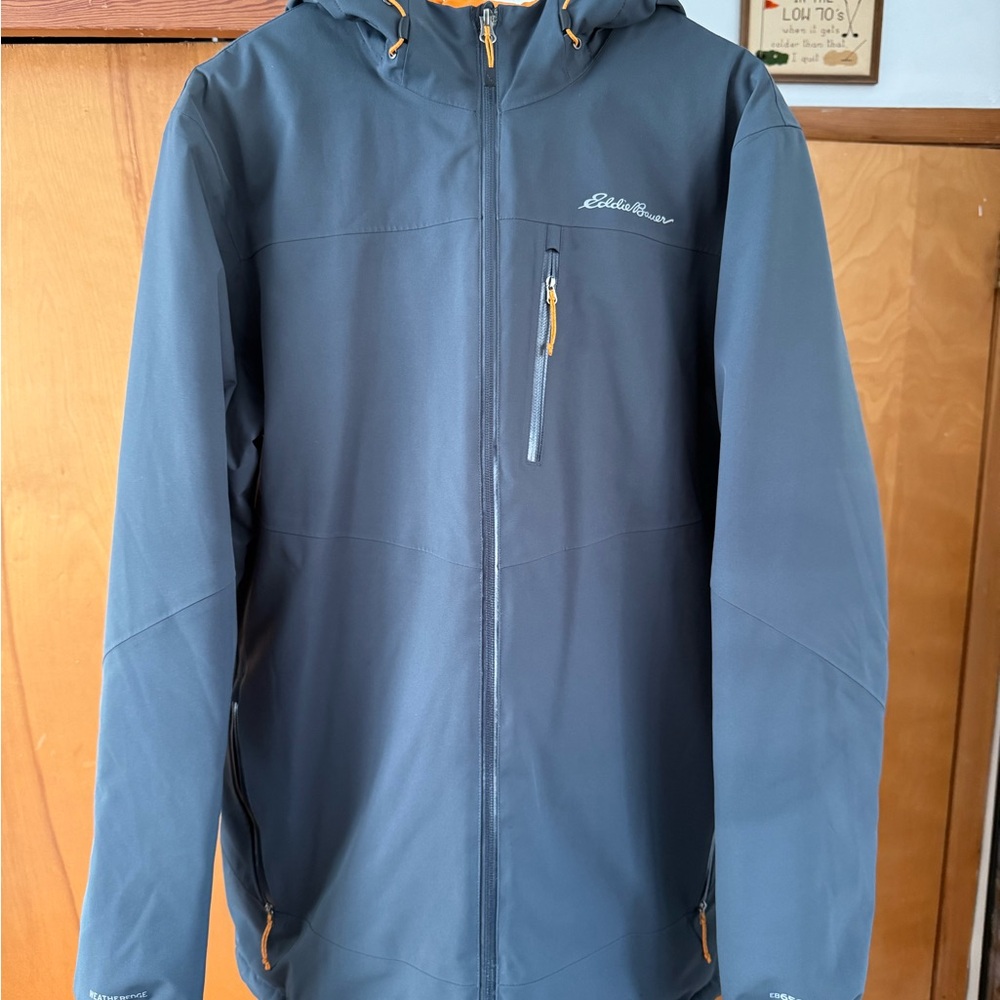 Eddie Bauer Men's Gray Blue Down Jacket Size Large Tall EB650 Weatheredge